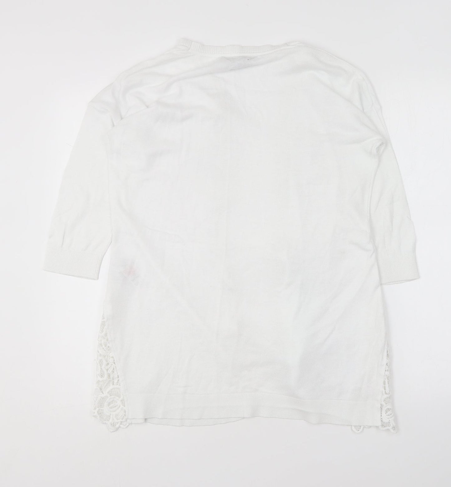 Dorothy Perkins Womens White V-Neck Cotton Cardigan Jumper Size 10