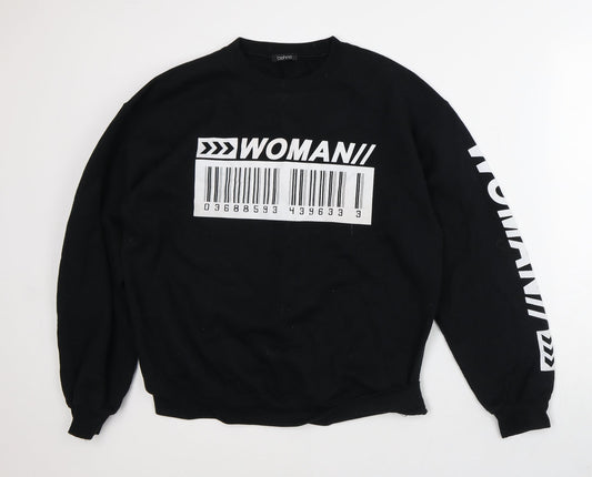 Boohoo Womens Black Polyester Pullover Sweatshirt Size M - Woman Barcode