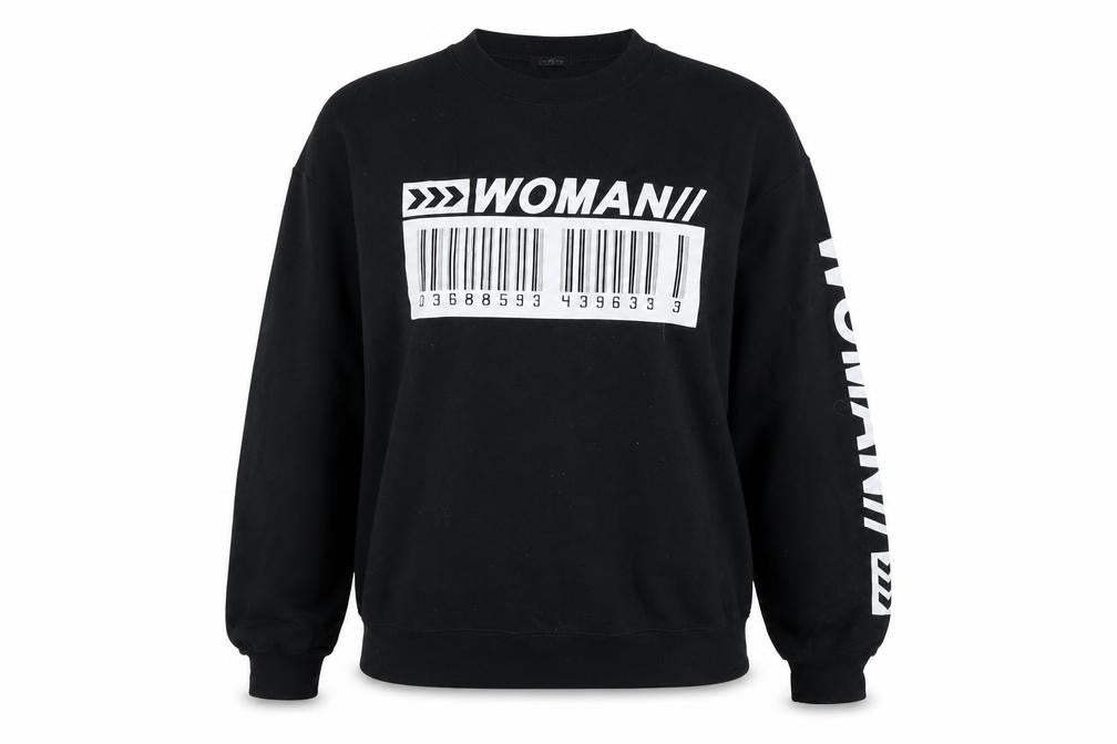 Boohoo Womens Black Polyester Pullover Sweatshirt Size M - Woman Barcode