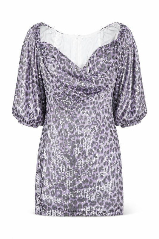 In the Style Womens Purple Geometric Polyester Pencil Dress Size 8 Off the Shoulder