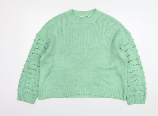 George Womens Green Round Neck Acrylic Pullover Jumper Size L