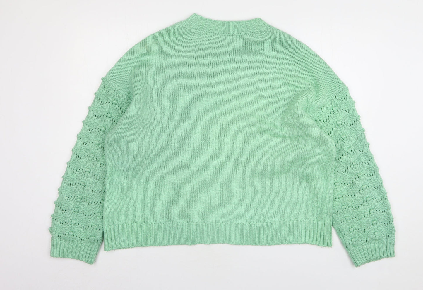 George Womens Green Round Neck Acrylic Pullover Jumper Size L