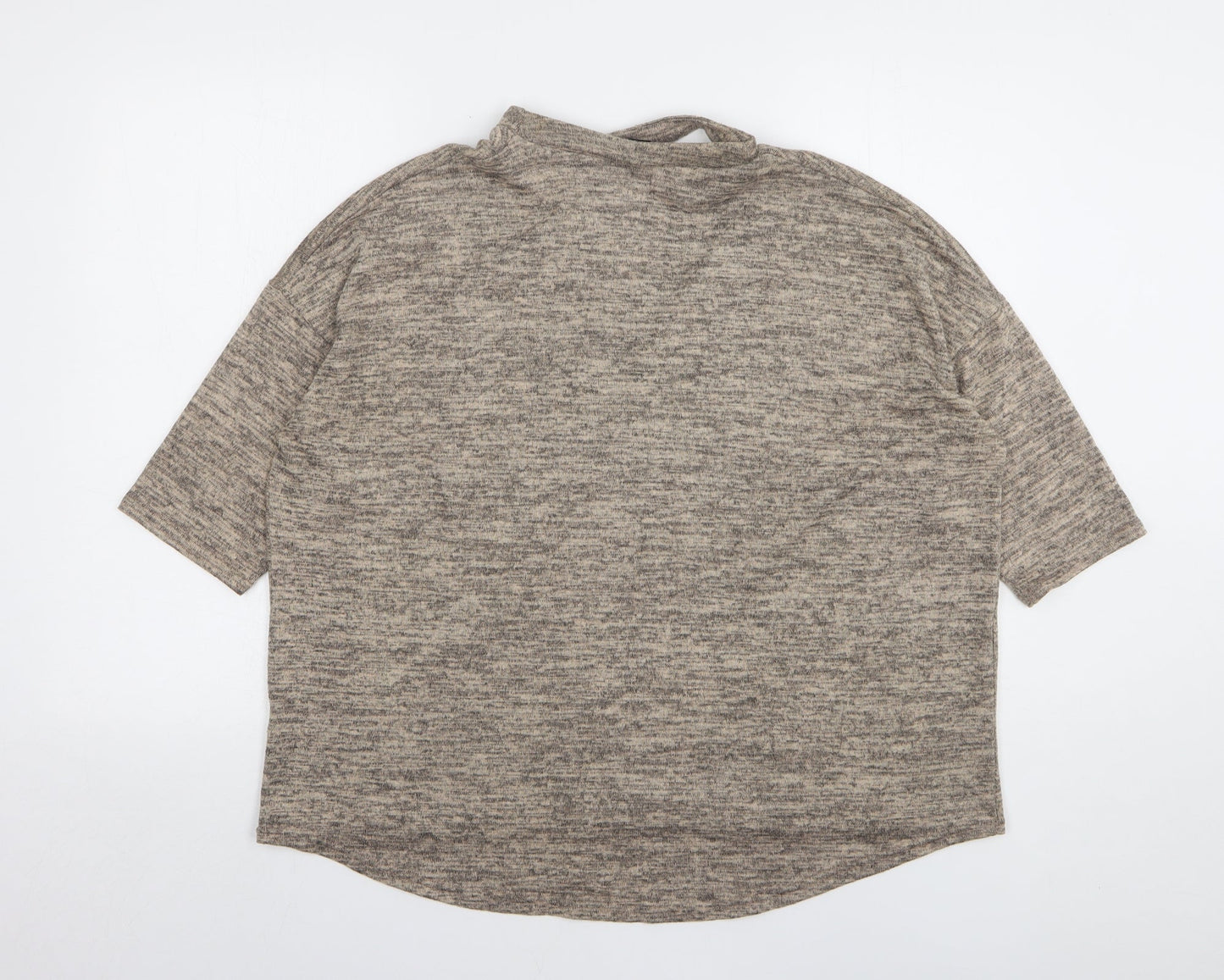 New Look Womens Beige V-Neck Polyester Pullover Jumper Size L