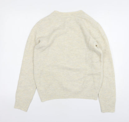 H&M Womens Beige Round Neck Acrylic Pullover Jumper Size S