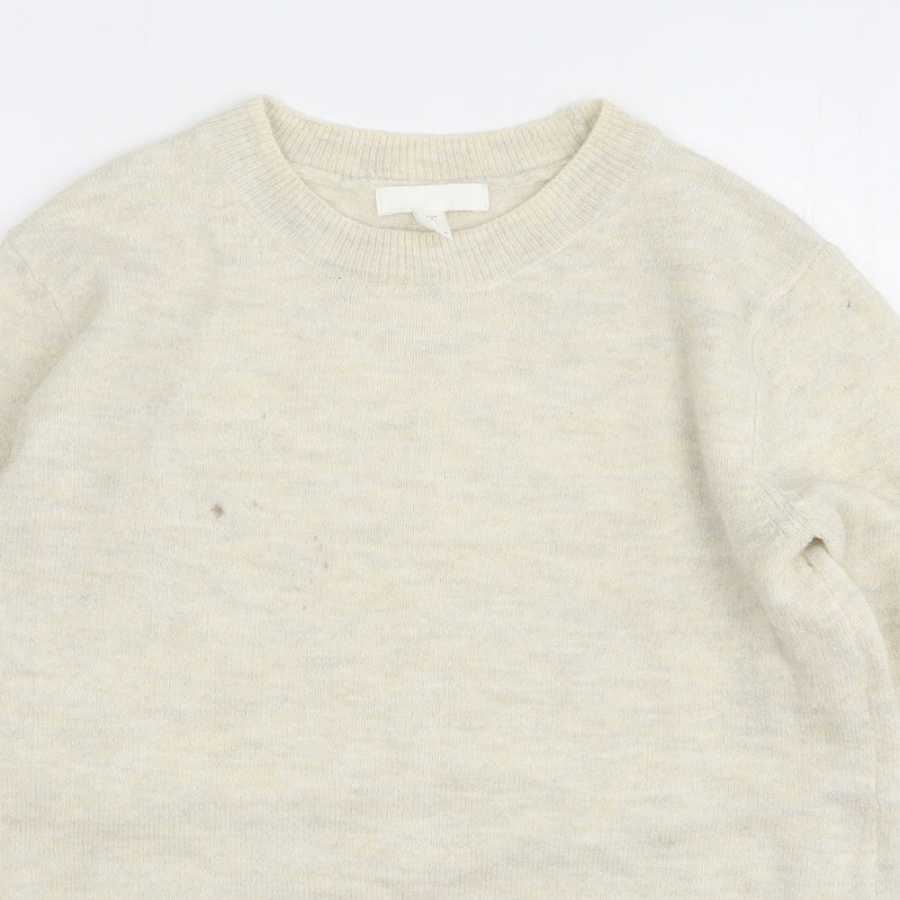 H&M Womens Beige Round Neck Acrylic Pullover Jumper Size S
