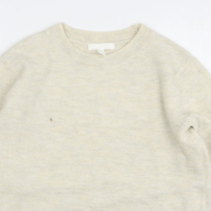 H&M Womens Beige Round Neck Acrylic Pullover Jumper Size S