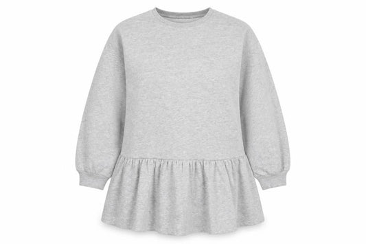 F&F Womens Grey Cotton Jumper Dress Size 12 Round Neck