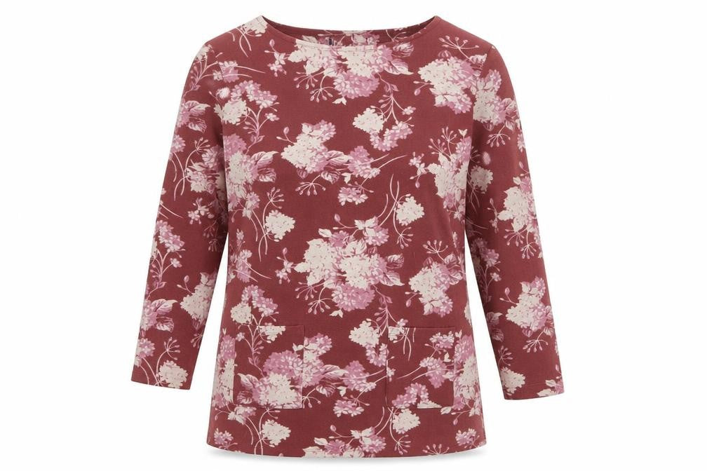 Preworn Womens Pink Floral Polyester Basic Blouse Size 14 Round Neck
