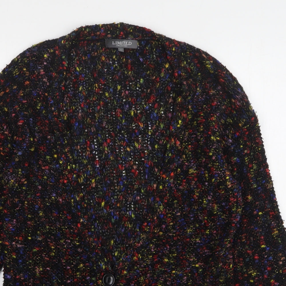 Limited Collection Womens Multicoloured V-Neck Polka Dot Acrylic Cardigan Jumper Size M