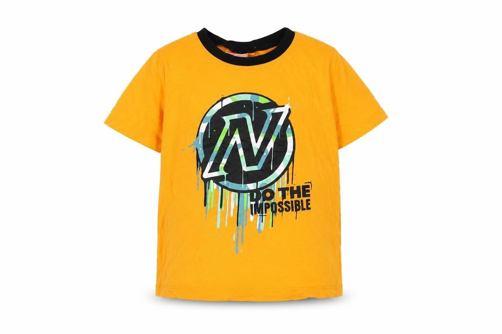 NERF Boys Orange Cotton Basic T-Shirt Size 5-6 Years Round Neck Pullover