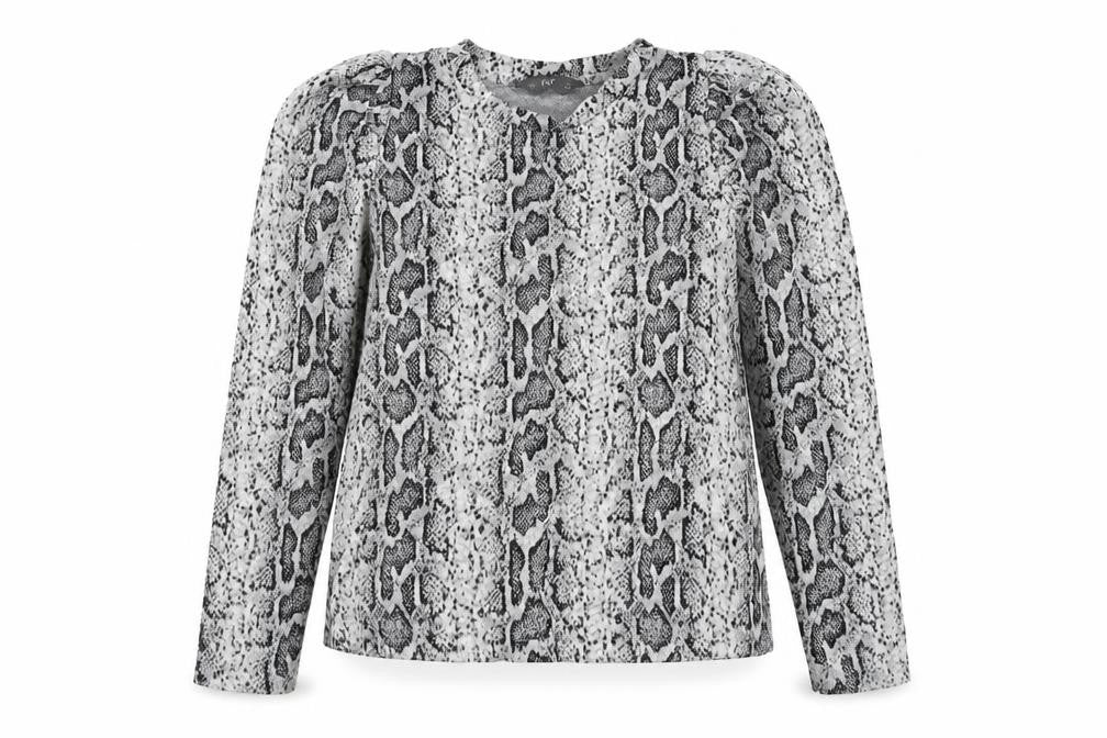 F&F Womens Grey Round Neck Animal Print Polyester Pullover Jumper Size 6