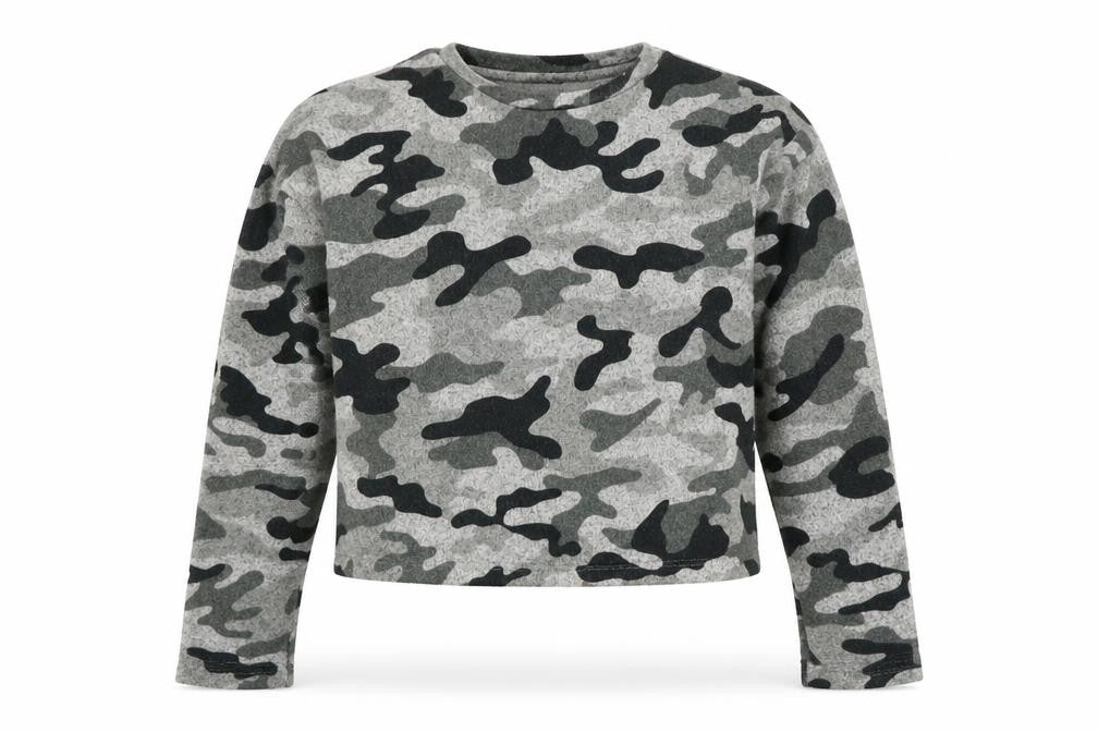 New Look Girls Grey Round Neck Camouflage Polyester Pullover Jumper Size 14-15 Years Pullover