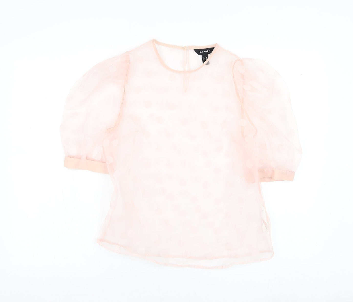 New Look Womens Pink Polyester Basic Blouse Size 8 Round Neck