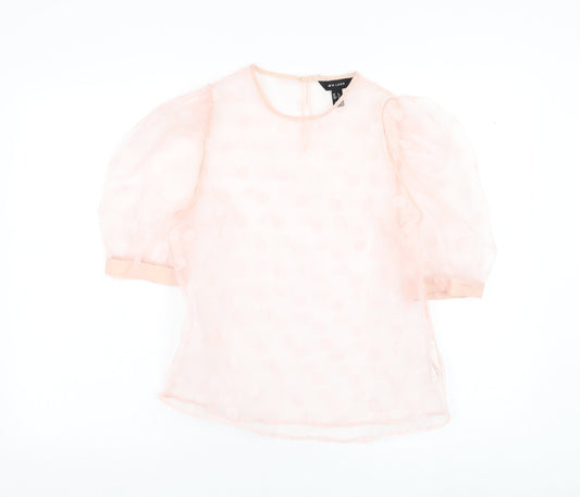 New Look Womens Pink Polyester Basic Blouse Size 8 Round Neck