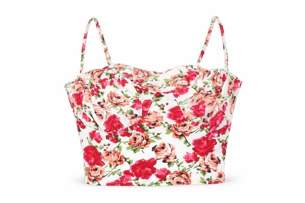 NaaNaa Womens White Floral Polyester Basic Tank Size 8 Sweetheart