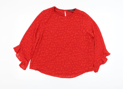 Dunnes Womens Red Polyester Basic Blouse Size M Round Neck