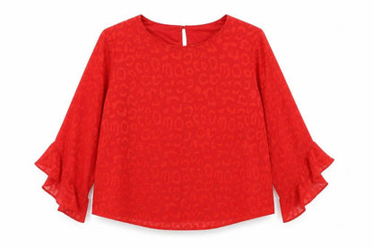 Dunnes Womens Red Polyester Basic Blouse Size M Round Neck