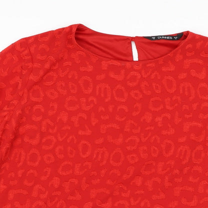 Dunnes Womens Red Polyester Basic Blouse Size M Round Neck