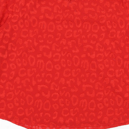 Dunnes Womens Red Polyester Basic Blouse Size M Round Neck