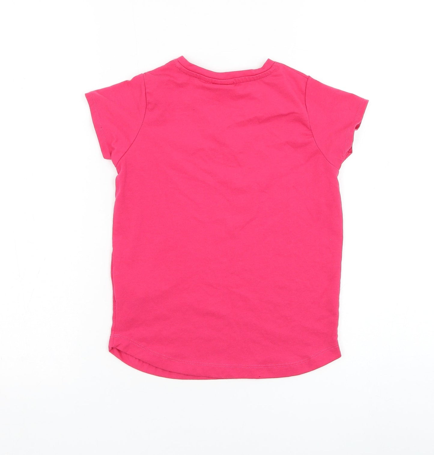 LA Gear Girls Pink Polyester Basic T-Shirt Size 7-8 Years V-Neck Pullover