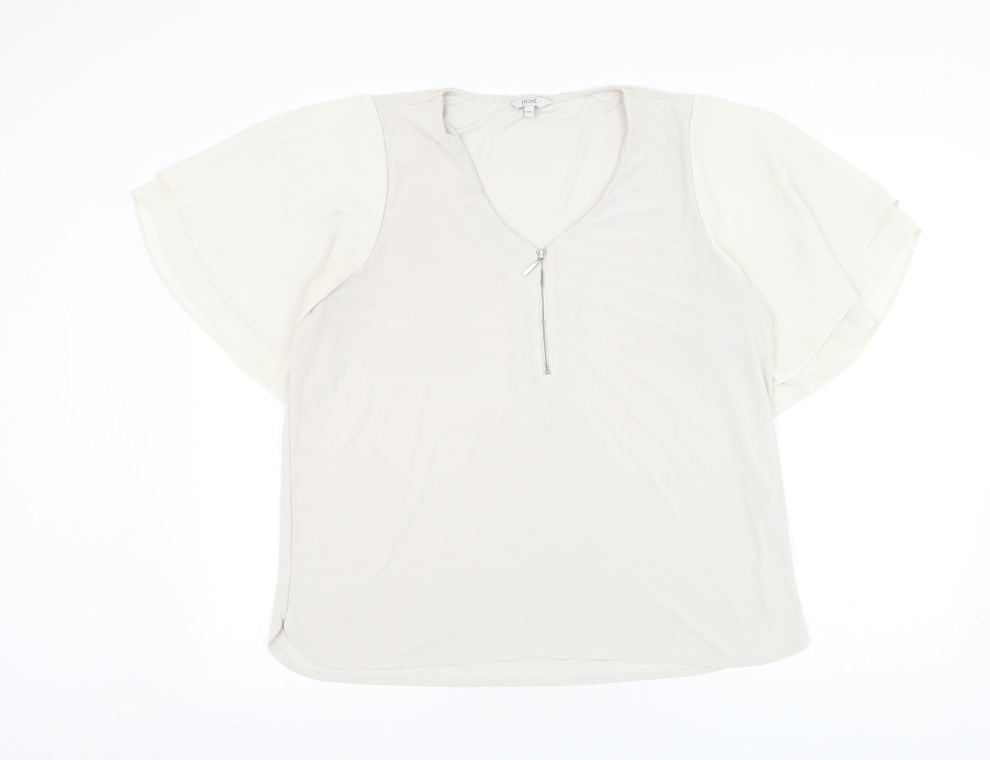 NEXT Womens Grey Polyester Basic Blouse Size 16 V-Neck