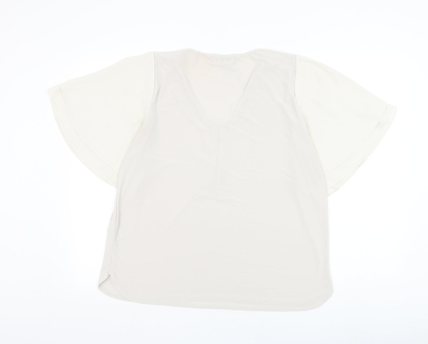 NEXT Womens Grey Polyester Basic Blouse Size 16 V-Neck