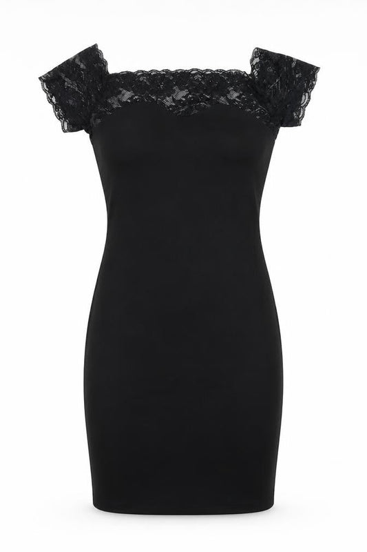 Womens Black Polyester Pencil Dress Size S Square Neck Pullover