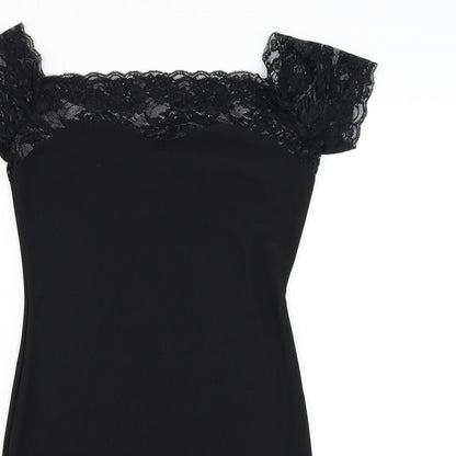 Womens Black Polyester Pencil Dress Size S Square Neck Pullover