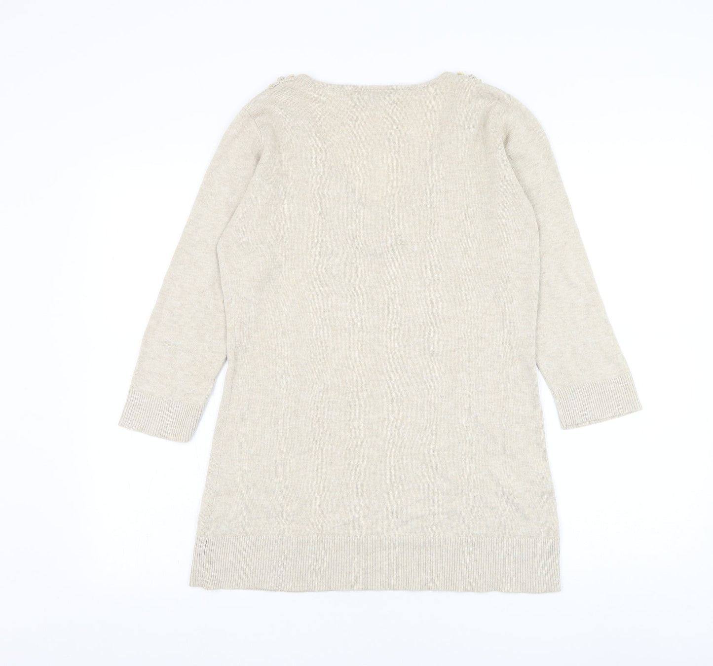 Principles Womens Beige V-Neck Acrylic Pullover Jumper Size 12