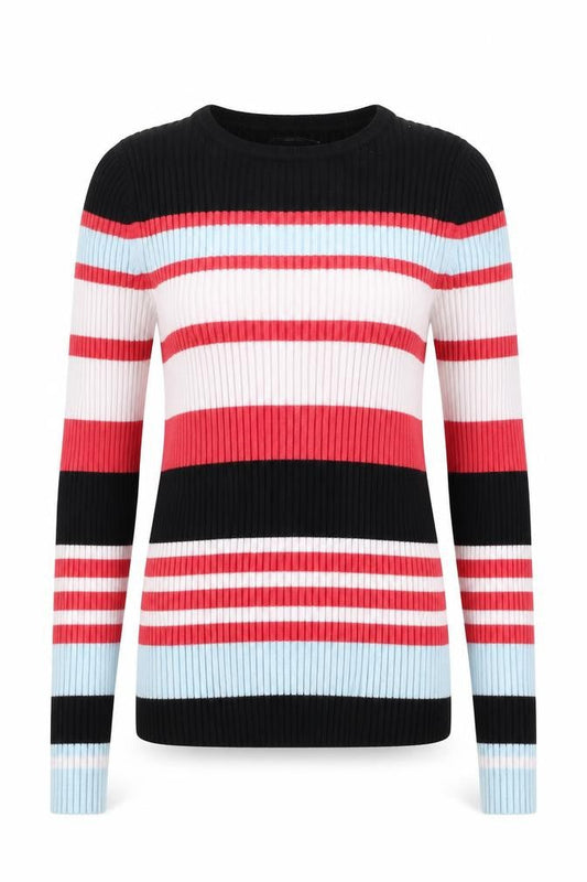 Only Womens Black Round Neck Striped Viscose Pullover Jumper Size XS