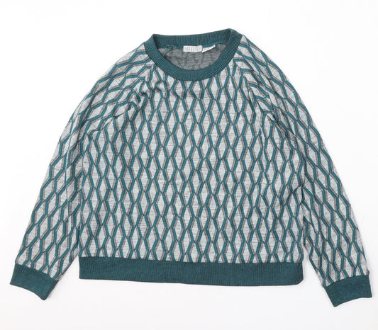 Cooperative Womens Multicoloured Round Neck Geometric Polyester Pullover Jumper Size M