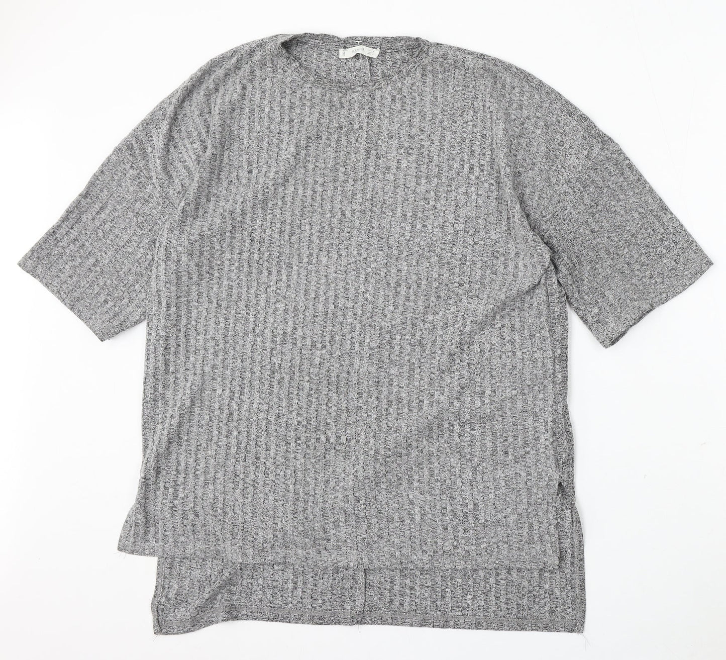 Mango Womens Grey Round Neck Polyester Pullover Jumper Size M