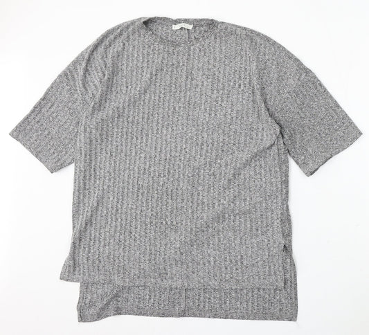 Mango Womens Grey Round Neck Polyester Pullover Jumper Size M