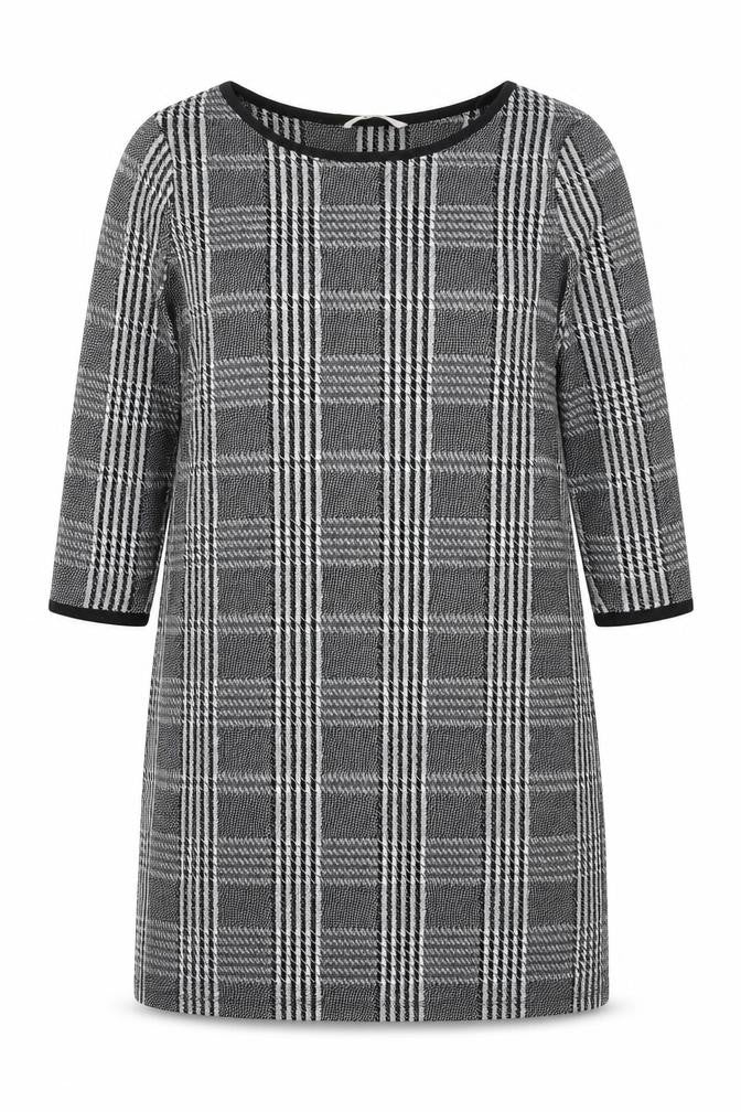 TU Womens Black Round Neck Plaid Polyester Pullover Jumper Size 12
