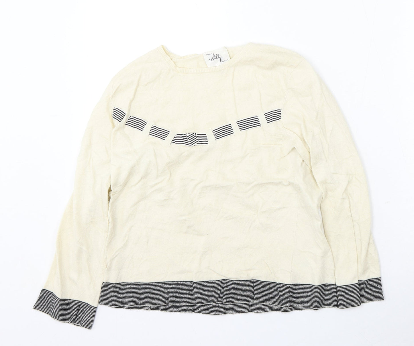 MILLY Womens Ivory Round Neck Viscose Pullover Jumper Size M