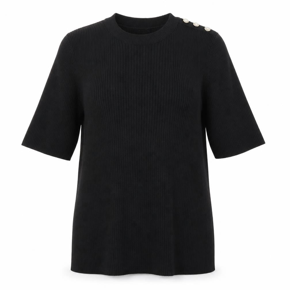 Preworn Womens Black Round Neck Polyester Pullover Jumper Size S