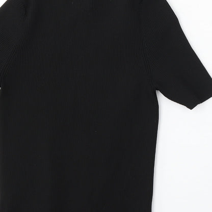 Preworn Womens Black Round Neck Polyester Pullover Jumper Size S