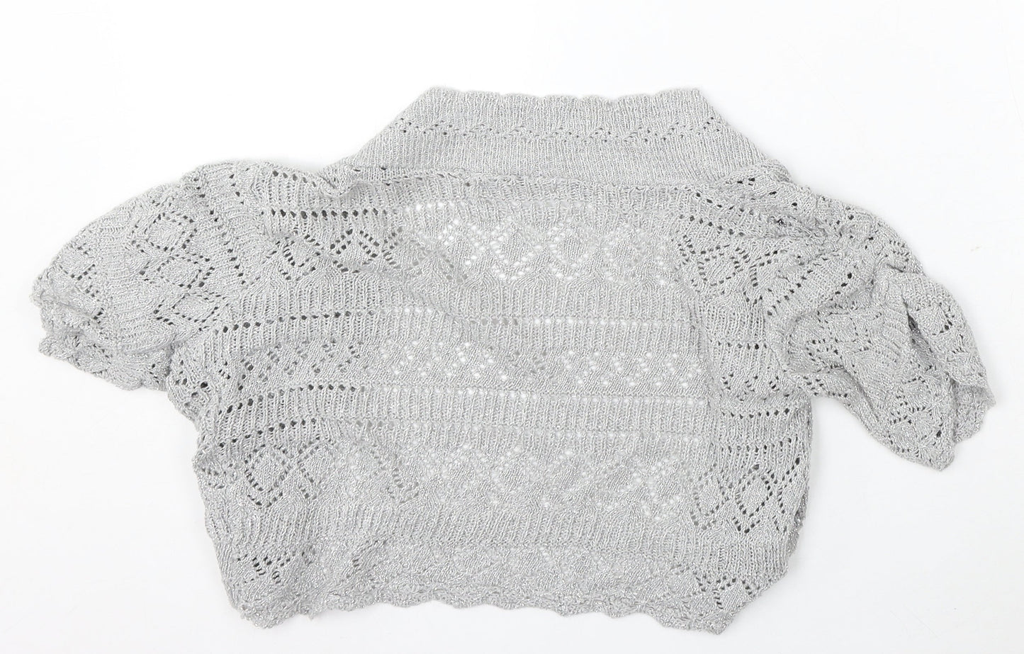 Internacionale Womens Silver V-Neck Cotton Cardigan Jumper Size 12