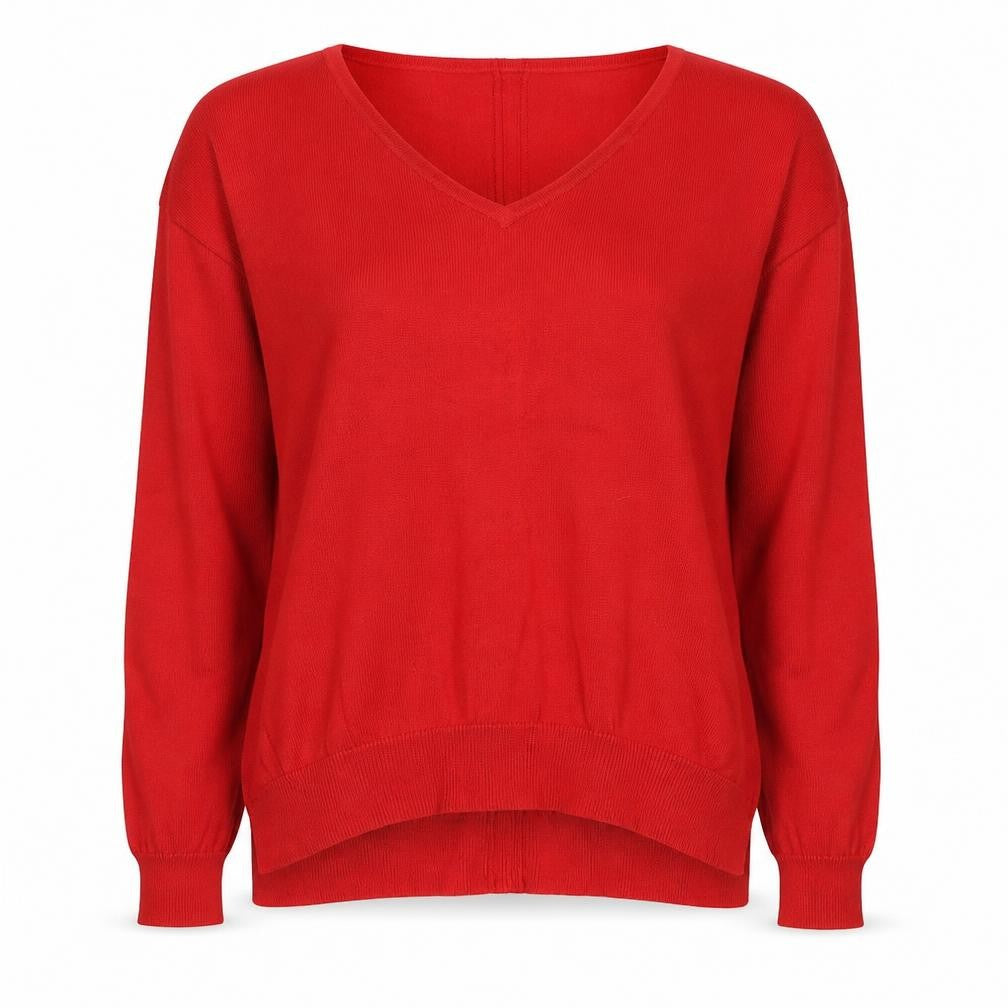 ASOS Womens Red V-Neck Cotton Pullover Jumper Size 8