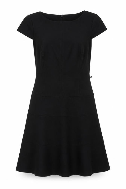 Anne Klein# Womens Black Polyester Skater Dress Size 6 Round Neck
