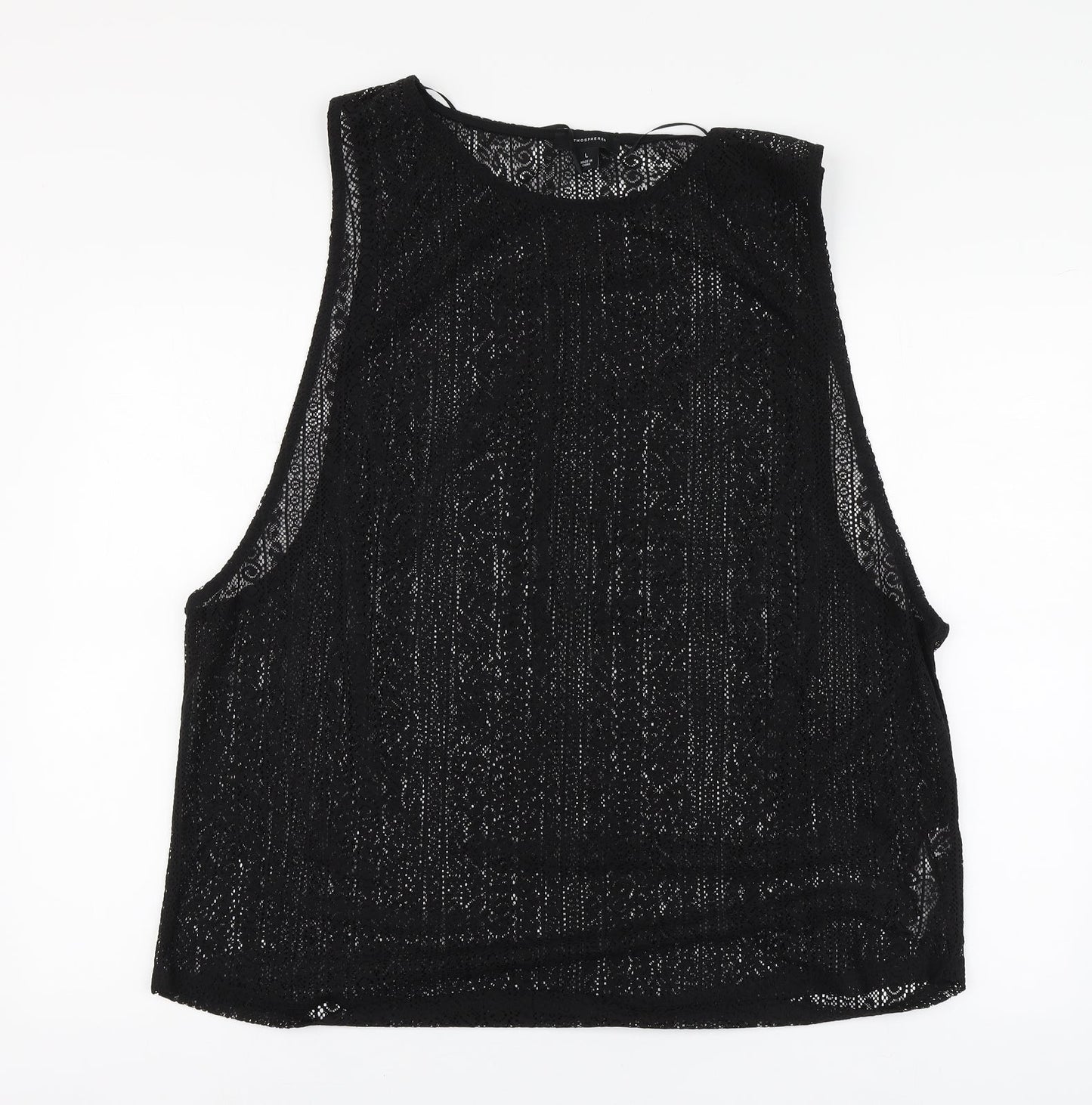 Atmosphere Womens Black Polyester Basic T-Shirt Size L Round Neck - BEACHWEAR