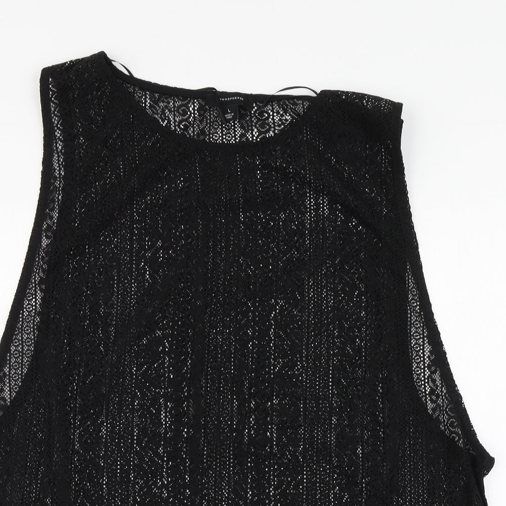 Atmosphere Womens Black Polyester Basic T-Shirt Size L Round Neck - BEACHWEAR