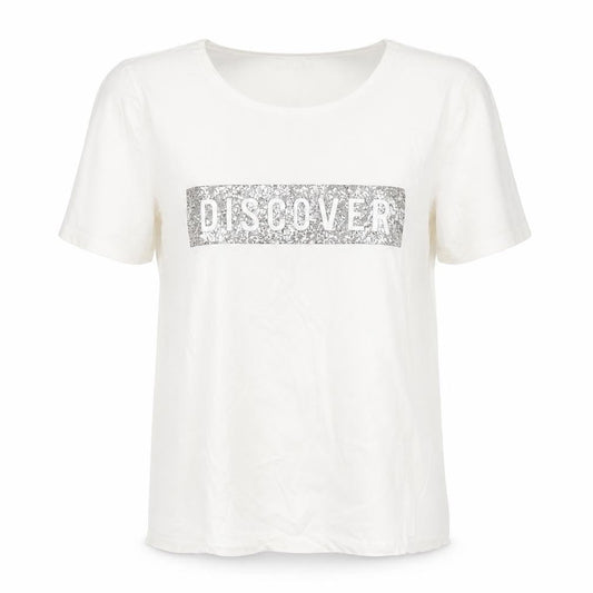 Papaya Womens White Geometric Cotton Basic Polo Size 16 Round Neck