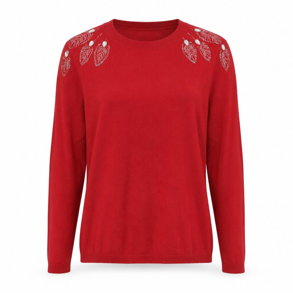 Gallery Womens Red Round Neck Viscose Pullover Jumper Size M