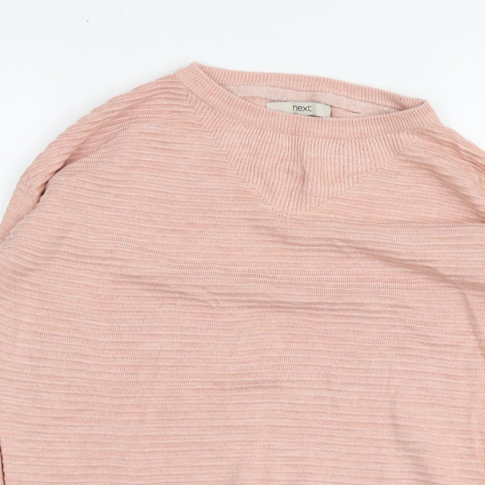 NEXT Womens Pink Round Neck Viscose Henley Jumper Size 12