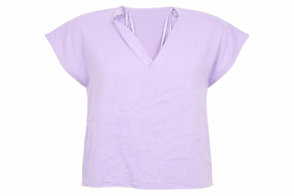 Gallery Womens Purple Polyester Basic T-Shirt Size 10 V-Neck