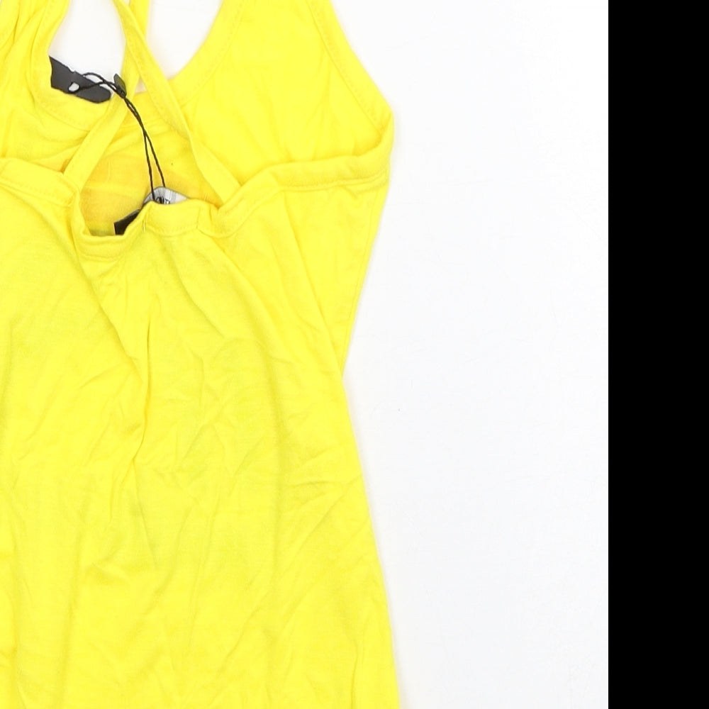 I SAW IT FIRST Womens Yellow Viscose Bodysuit One-Piece Size 8 - Sunshine