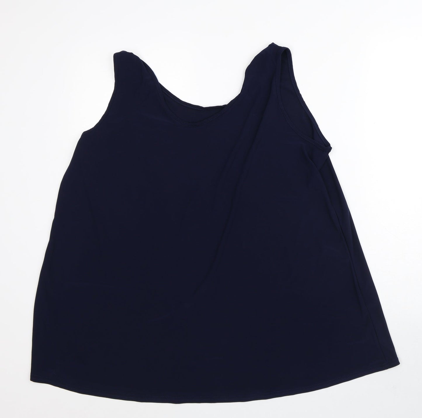 Preworn Womens Blue Polyester Tunic Tank Size XL Round Neck