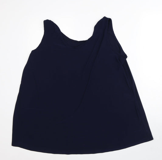 Preworn Womens Blue Polyester Tunic Tank Size XL Round Neck
