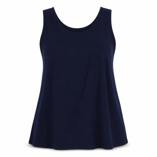 Preworn Womens Blue Polyester Tunic Tank Size XL Round Neck